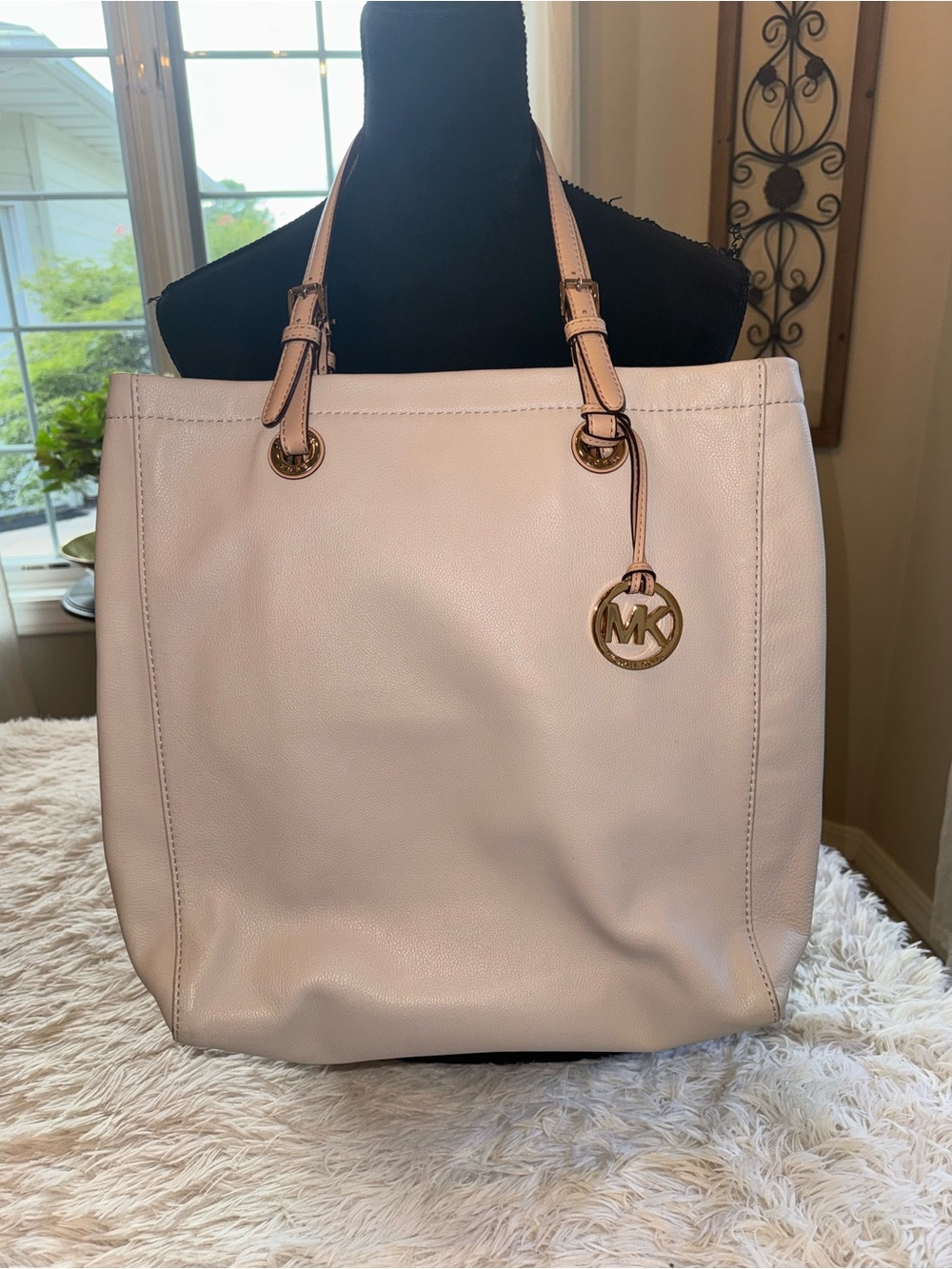 Michael Kors Pebbled Leather Tote Bag in Ivory